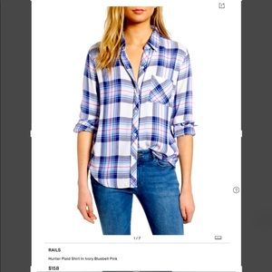 RAILS Hunter Plaid Shirt In Ivory Blueberry Pink